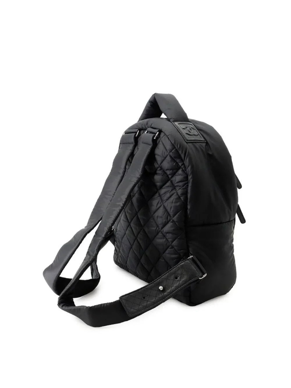 Chanel Backpack Quilted CC Logo Coco Cocoon Nylon Black